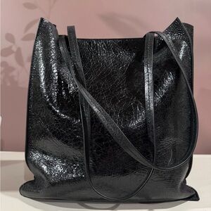 Stylish Black Leather Tote Bag